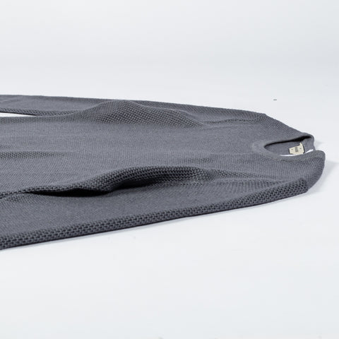 Gran Sasso Vintage Grey Chain Stitch Crewneck Sweater - Black, Wool, Merino, Suede, Solid, Made In Italy - View 8