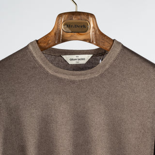 Gran Sasso Brown Vintage Crewneck Sweater - Charcoal, Wool, Merino, Denim, Made In Italy - View 7