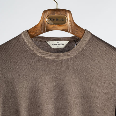 Gran Sasso Brown Vintage Crewneck Sweater - Charcoal, Wool, Merino, Denim, Made In Italy - View 7