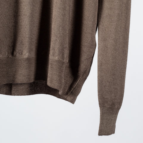 Gran Sasso Brown Vintage Crewneck Sweater - Charcoal, Wool, Merino, Denim, Made In Italy - Back View