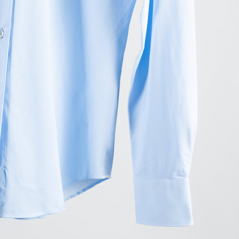 Xacus FW2024 Sky Blue Active Dress Shirt - Navy, Silk, Oxford, Leather, Slim Fit - Back View