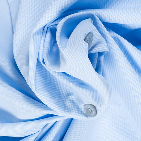 Xacus FW2024 Sky Blue Active Dress Shirt - Navy, Silk, Oxford, Leather, Slim Fit - Alternate View