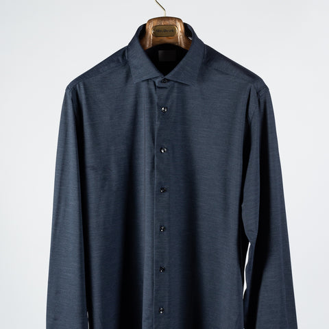 Xacus Textured Navy Active Dress Shirt - Silk, Oxford, Leather - View 6