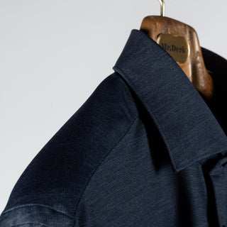 Xacus Textured Navy Active Dress Shirt - Silk, Oxford, Leather - Detail View