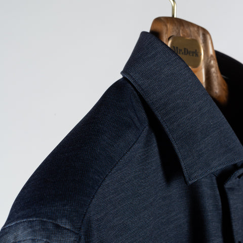 Xacus Textured Navy Active Dress Shirt - Silk, Oxford, Leather - Detail View