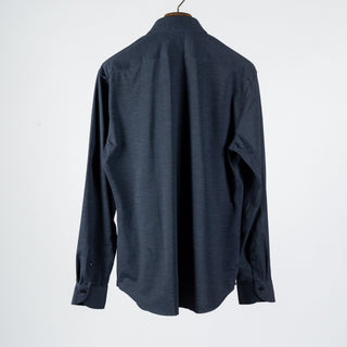 Xacus Textured Navy Active Dress Shirt - Silk, Oxford, Leather - View 5