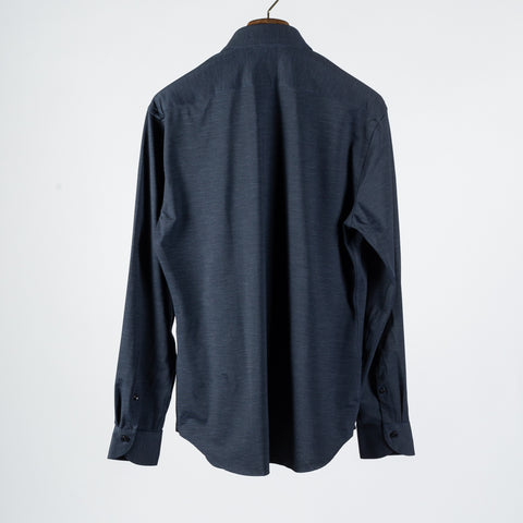 Xacus Textured Navy Active Dress Shirt - Silk, Oxford, Leather - View 5