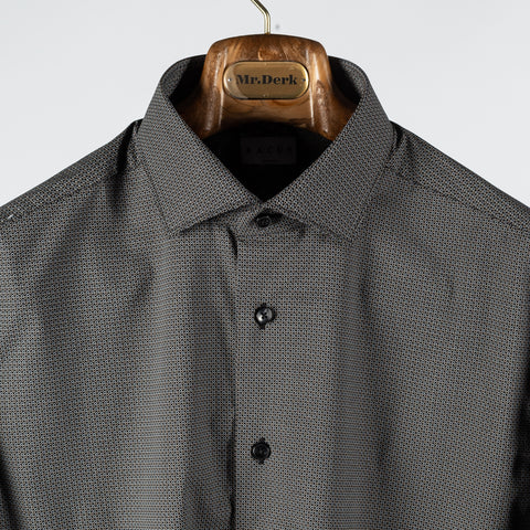 Xacus Navy Print Tailor Fit Dress Shirt - Cotton, Silk, Denim - View 7