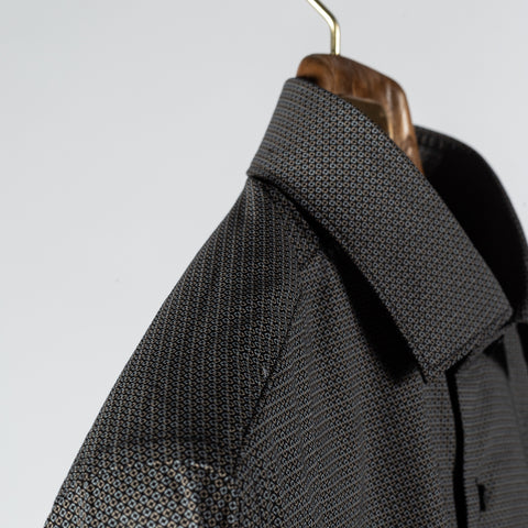 Xacus Navy Print Tailor Fit Dress Shirt - Cotton, Silk, Denim - Detail View