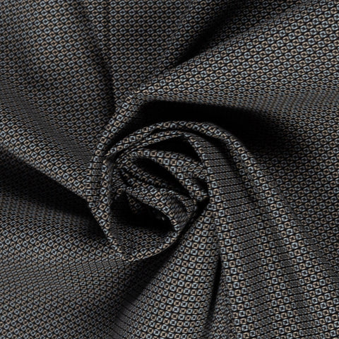 Xacus Navy Print Tailor Fit Dress Shirt - Cotton, Silk, Denim - Alternate View