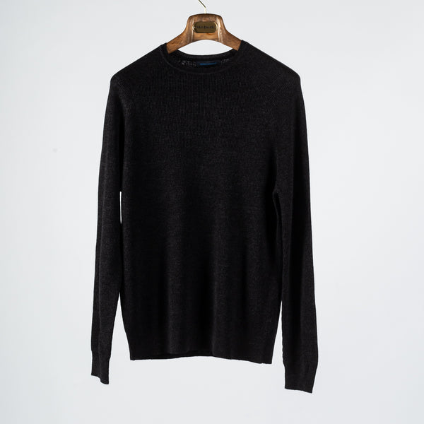 PYA FW24 Black Ribbed Crewneck Sweater