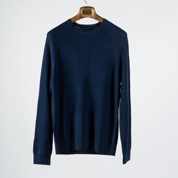 PYA FW24 Navy Ribbed Crewneck Sweater