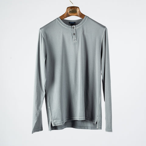 PYA PYA FW24 Seasonal Vintage Grey Long Sleeve Henley 1