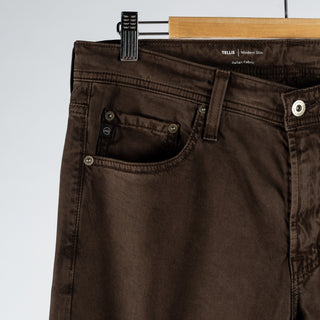 AG Tellis Sulfur Deep Woodland 9oz Denim - White, Cotton, Denim, Suede, Tapered, Knit - Detail View