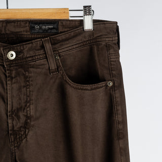 AG Tellis Sulfur Deep Woodland 9oz Denim - White, Cotton, Denim, Suede, Tapered, Knit - Back View