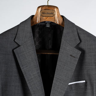 Joop Textured Charcoal Herby-Blayr Stretch Suit - Black, Wool, Merino, Oxford, Slim Fit, Made In Portugal - View 8