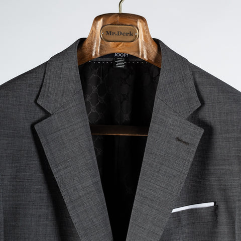 Joop Textured Charcoal Herby-Blayr Stretch Suit - Black, Wool, Merino, Oxford, Slim Fit, Made In Portugal - View 8