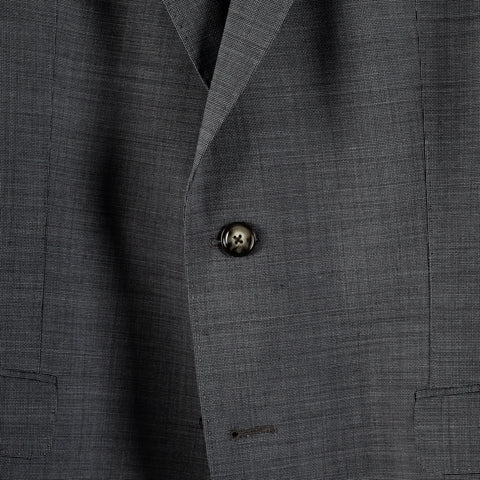 Joop Textured Charcoal Herby-Blayr Stretch Suit - Black, Wool, Merino, Oxford, Slim Fit, Made In Portugal - Back View