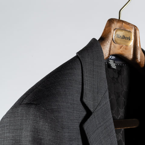 Joop Textured Charcoal Herby-Blayr Stretch Suit - Black, Wool, Merino, Oxford, Slim Fit, Made In Portugal - Detail View