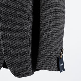 Joop Textured Charcoal Hectar Jacket - Black, Wool, Denim, Oxford, Slim Fit, Made In Portugal - Back View