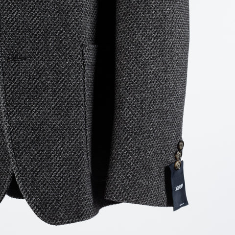 Joop Textured Charcoal Hectar Jacket - Black, Wool, Denim, Oxford, Slim Fit, Made In Portugal - Back View