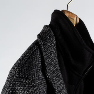 Joop Textured Charcoal Hectar Jacket - Black, Wool, Denim, Oxford, Slim Fit, Made In Portugal - Detail View