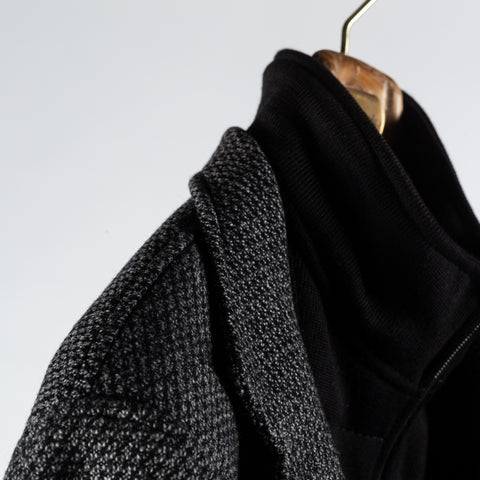 Joop Textured Charcoal Hectar Jacket - Black, Wool, Denim, Oxford, Slim Fit, Made In Portugal - Detail View