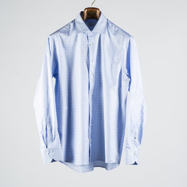Light blue Checked Twill Dress Shirt