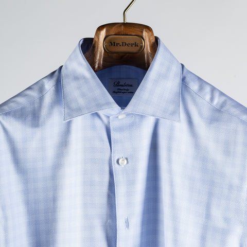 Stenstrom Light blue Checked Twill Dress Shirt 7