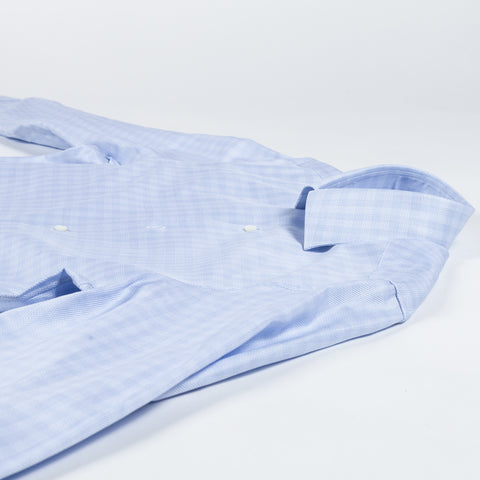 Stenstrom Light blue Checked Twill Dress Shirt 8