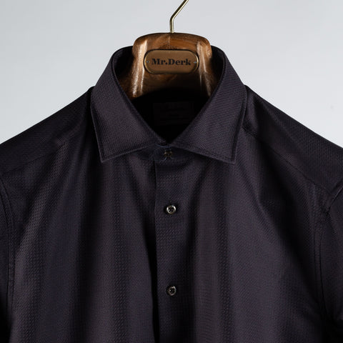 Stenstroms Dark Purple Textured Dress Shirt - Black, Cotton, Denim, Twill - View 7