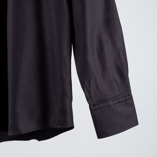 Stenstroms Dark Purple Textured Dress Shirt - Black, Cotton, Denim, Twill - Back View