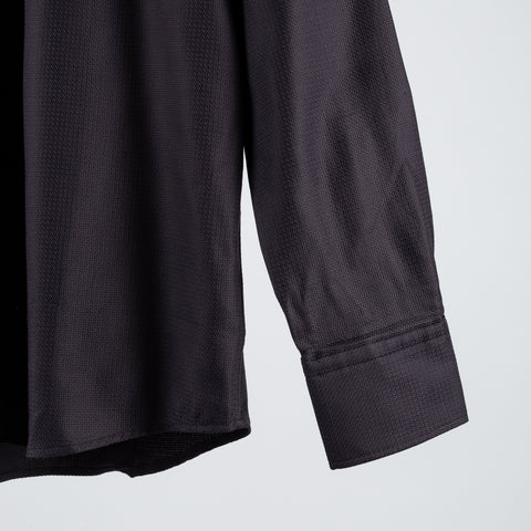 Stenstroms Dark Purple Textured Dress Shirt - Black, Cotton, Denim, Twill - Back View