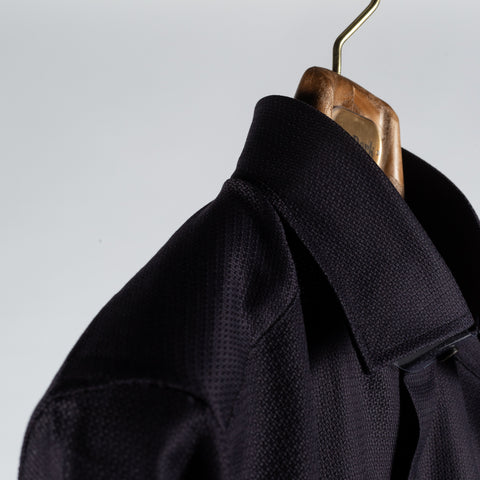 Stenstroms Dark Purple Textured Dress Shirt - Black, Cotton, Denim, Twill - Detail View