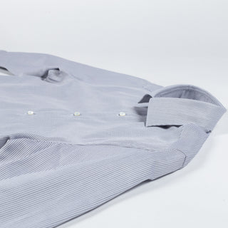Stenstroms Grey Textured Twill Dress Shirt - Navy, Cotton, Twill, Leather, Check - View 8