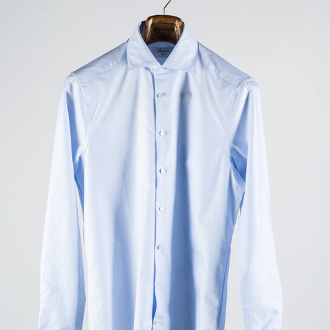 Stenstroms Light Blue Stretch Dress Shirt - Navy, Cotton, Silk, Leather - View 6