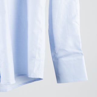 Stenstroms Light Blue Stretch Dress Shirt - Navy, Cotton, Silk, Leather - Back View