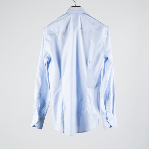 Stenstroms Light Blue Stretch Dress Shirt - Navy, Cotton, Silk, Leather - View 5
