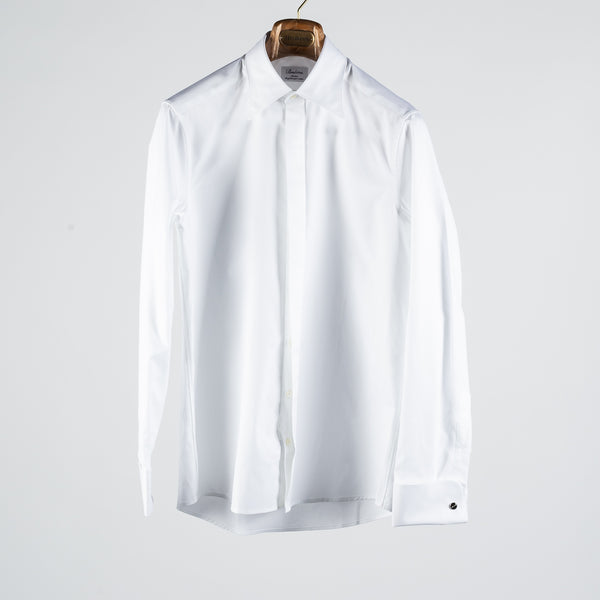 White Textured Tuxedo Shirt