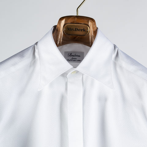 Stenstroms White Textured Tuxedo Shirt - Black, Cotton, Silk, Twill - View 7