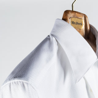 Stenstroms White Textured Tuxedo Shirt - Black, Cotton, Silk, Twill - Detail View