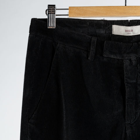 Briglia Black Corduroy Trousers - Cotton, Silk, Corduroy, Slim Fit, Knit - Detail View