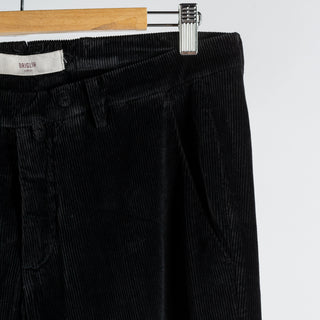 Briglia Black Corduroy Trousers - Cotton, Silk, Corduroy, Slim Fit, Knit - Back View