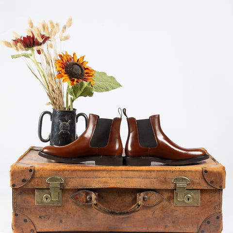 Doucal’s Brown Horse Leather Chelsea Boots - White, Wool, Denim, Leather, Modern Fit, Knit - View 7