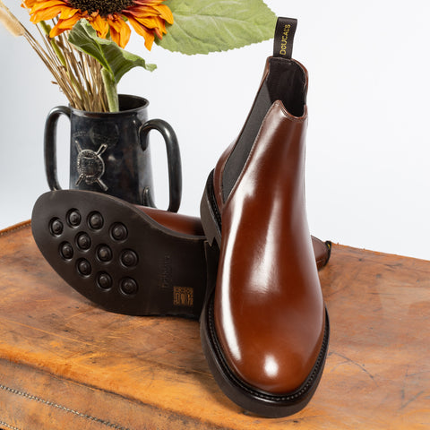 Doucal’s Brown Horse Leather Chelsea Boots - White, Wool, Denim, Leather, Modern Fit, Knit - View 9