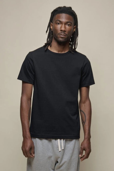 Merz b. Schwanen Deep Black 215 Loopwheeled Midweight T-Shirt - Cotton, Jersey, Knit, Made In Germany - Alternate View