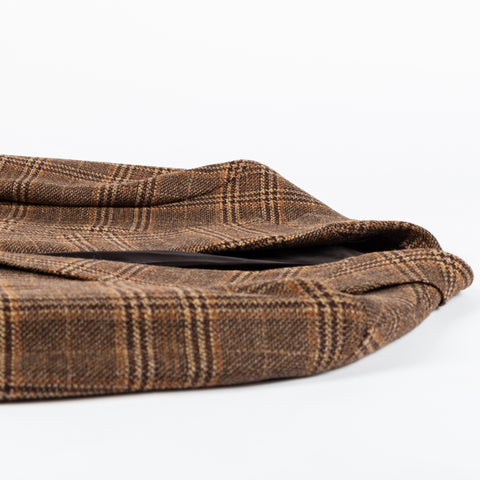 J Mueser Brown & Burnt Orange GlenCheck Waverly Blazer - Wool, Cashmere, Denim, Made In Italy - View 8