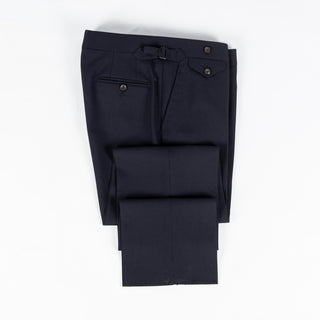 J Mueser Navy Fresco Wool Single Breasted Waverly Suit - Wool, Canvas, Matte, Made In Italy - View 16