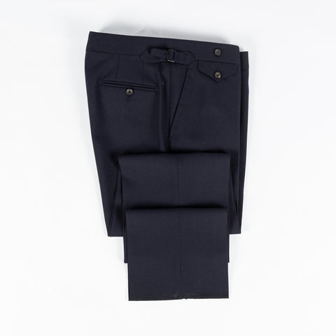 J Mueser Navy Fresco Wool Single Breasted Waverly Suit - Wool, Canvas, Matte, Made In Italy - View 16
