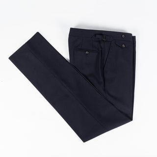 J Mueser Navy Fresco Wool Single Breasted Waverly Suit - Wool, Canvas, Matte, Made In Italy - View 17